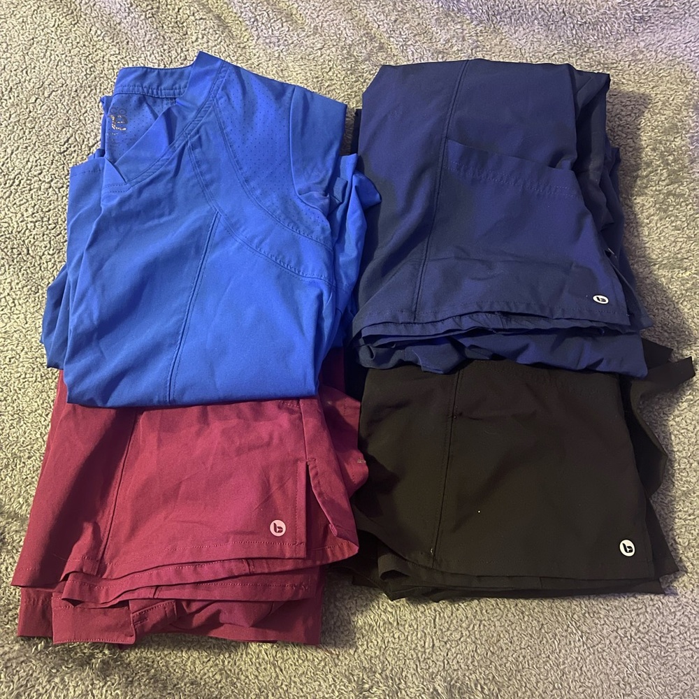 Size XST Barco One scrubs (black, navy, royal blue, and maroon/burgundy)